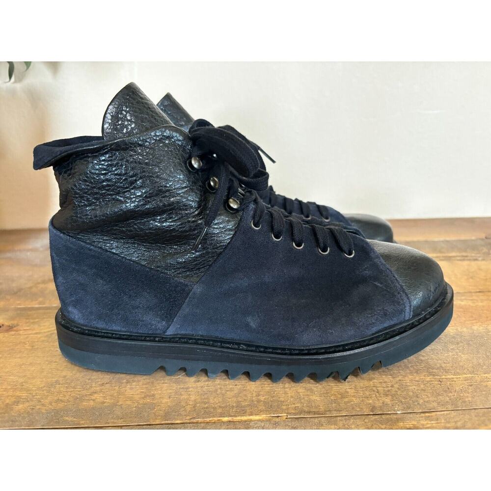 P Monjo Daniela Womens Boots Black 38 Split Leather Lace Up Casual Ankle Booties - Picture 2 of 8